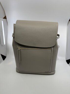 NWOT Nordstrom Grey Pebbled Genuine Leather Backpack Bookbag Purse Carryall